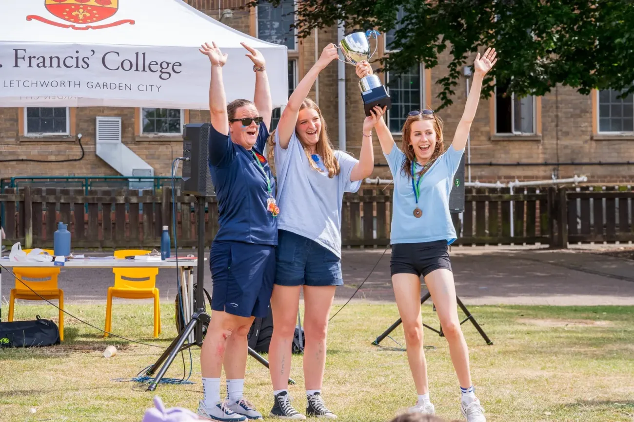 St. Francis' College sports day trophy celebration