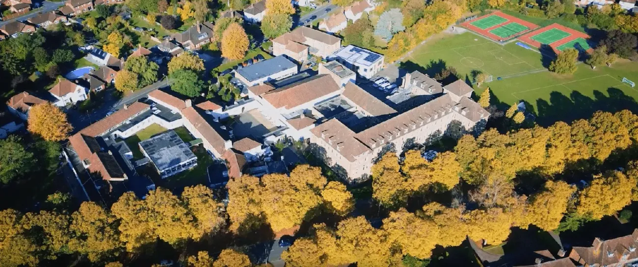 St. Francis' College autumn campus aerial view