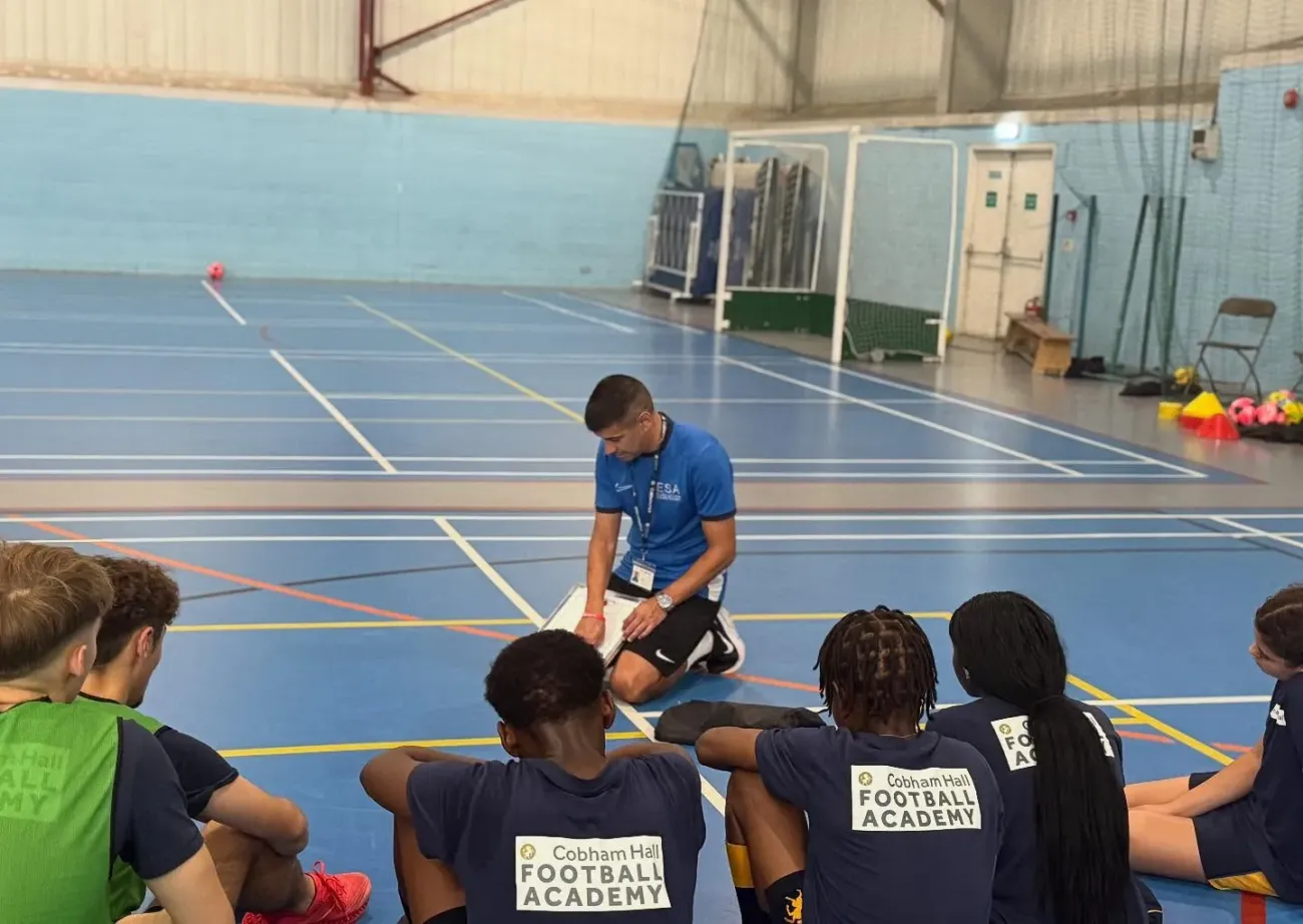 Cobham Hall School football academy indoor session