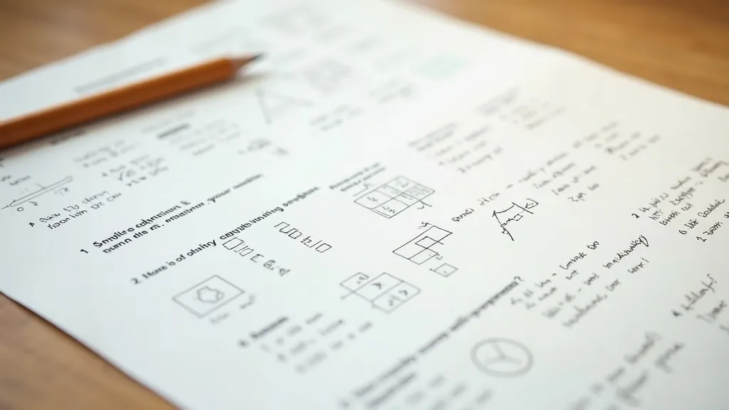 Handwritten UKiset test practice paper with pencil on a wooden desk